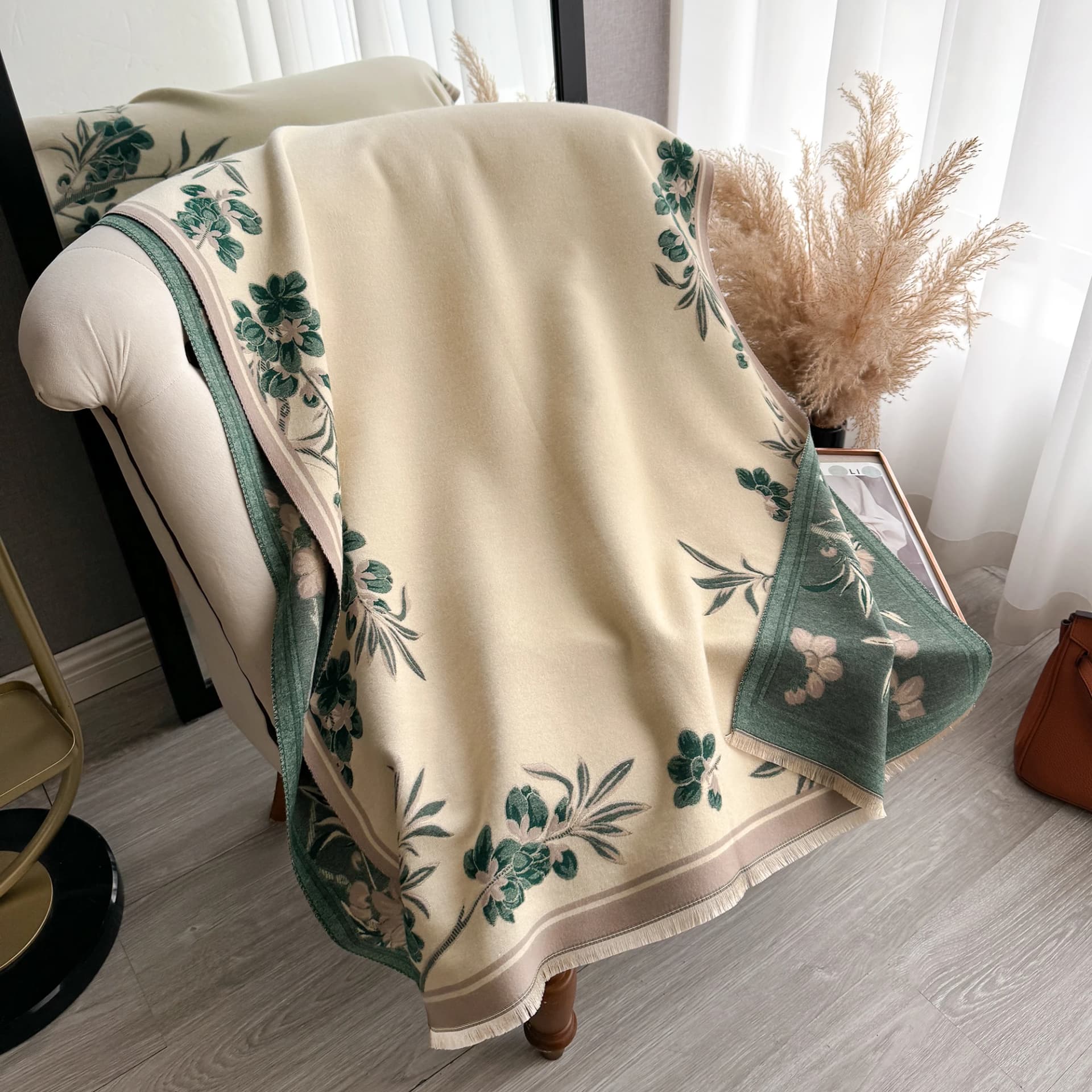 Vintage Floral Pashmina Shawl Wrap