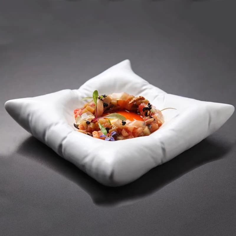 Ceramic Square Dinner Plate Black White