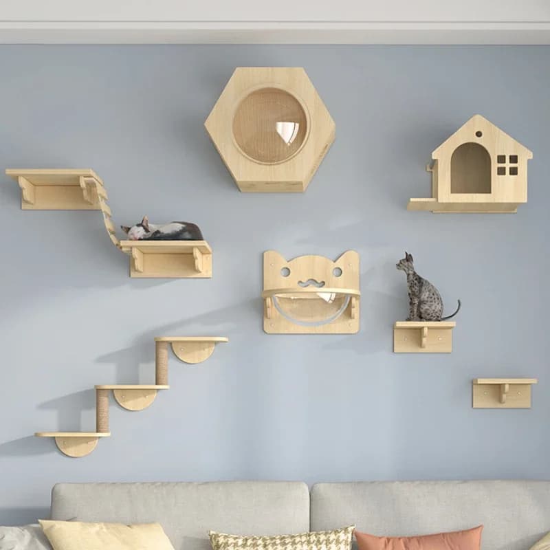 Wooden Wall Climbing Set for Cats