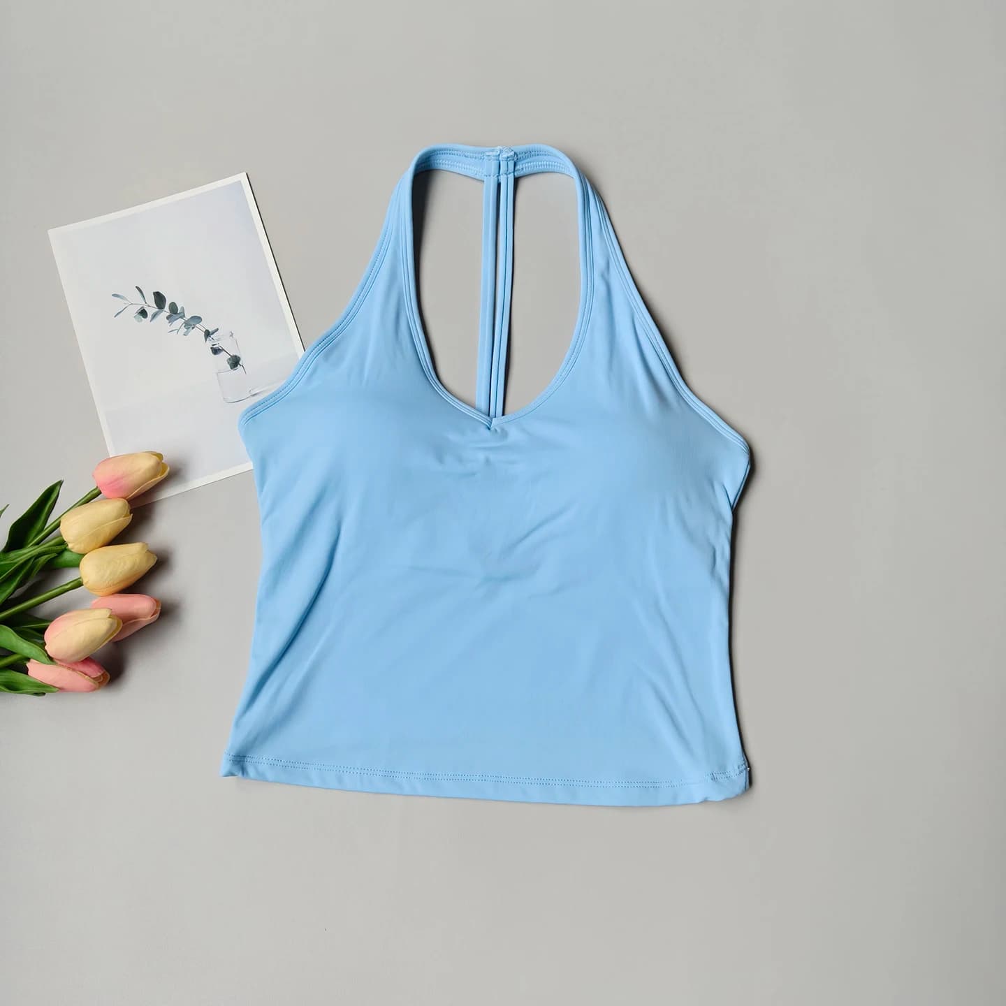 Women's V-Neck Sports Bra with Halter Back