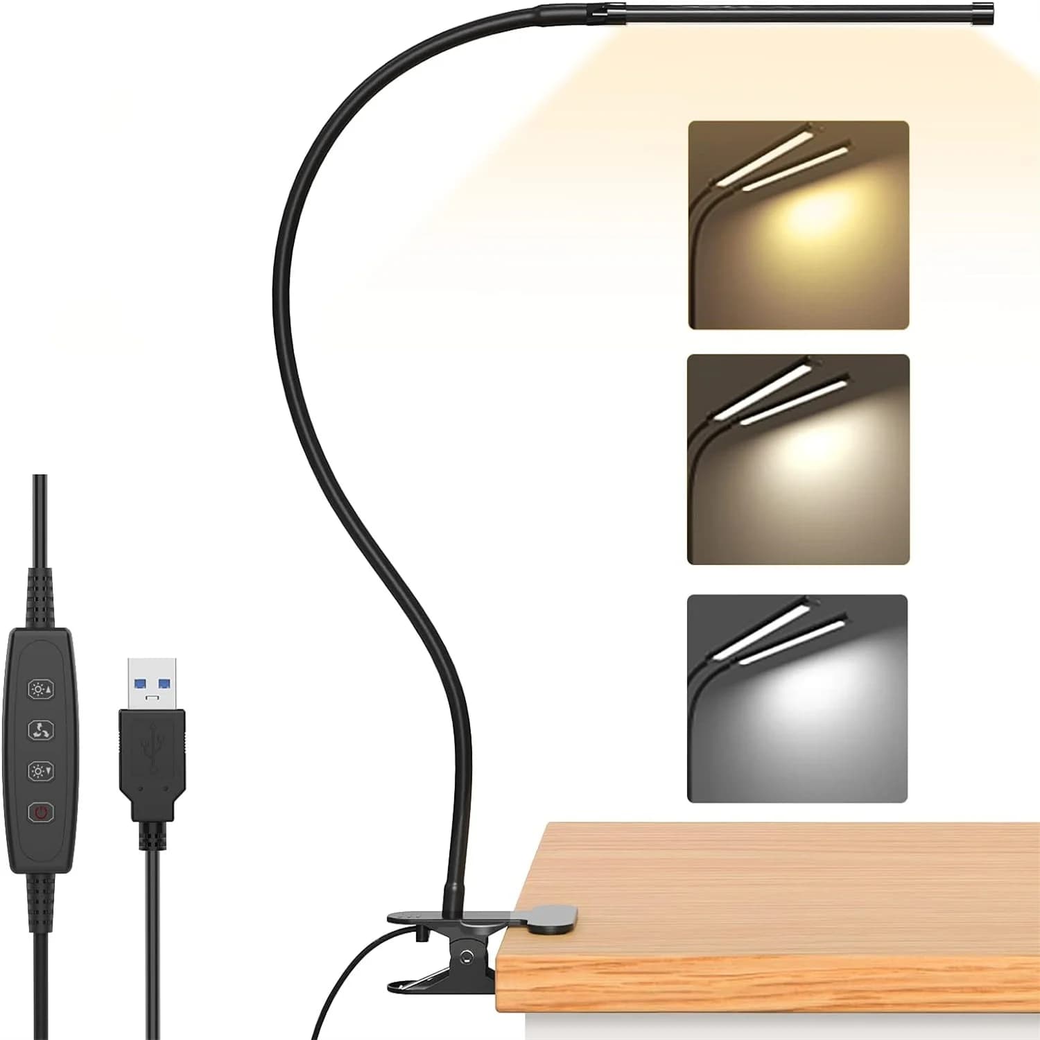USB Rechargeable LED Desk Lamp with Clip
