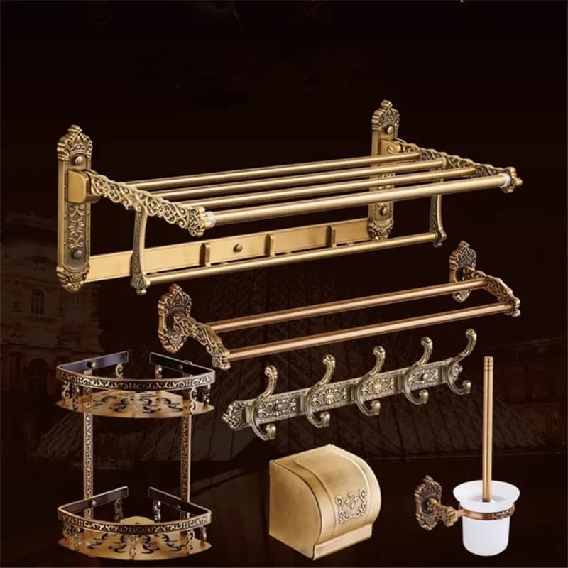 Antique Bronze Carved Bathroom Accessories Set