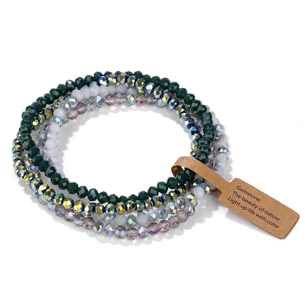 Faceted Glass Bead Stretch Bracelets Set