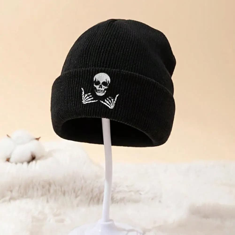 Embroidered Knit Winter Beanie Hat