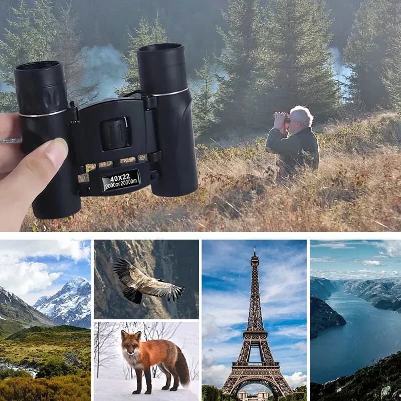 40x22 HD Binoculars with BAK4 FMC Folding Mini Telescopic Sight for 2000M Long Range Ideal for Hunting Sports Camping & Travel
