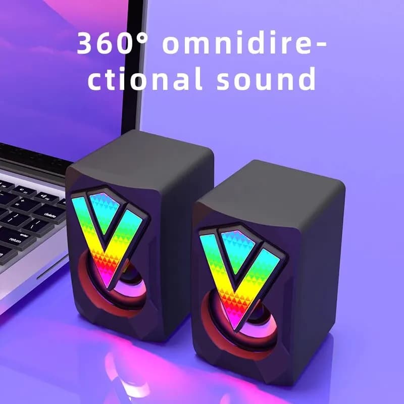 USB Wired Desktop Computer Speakers with Microphone