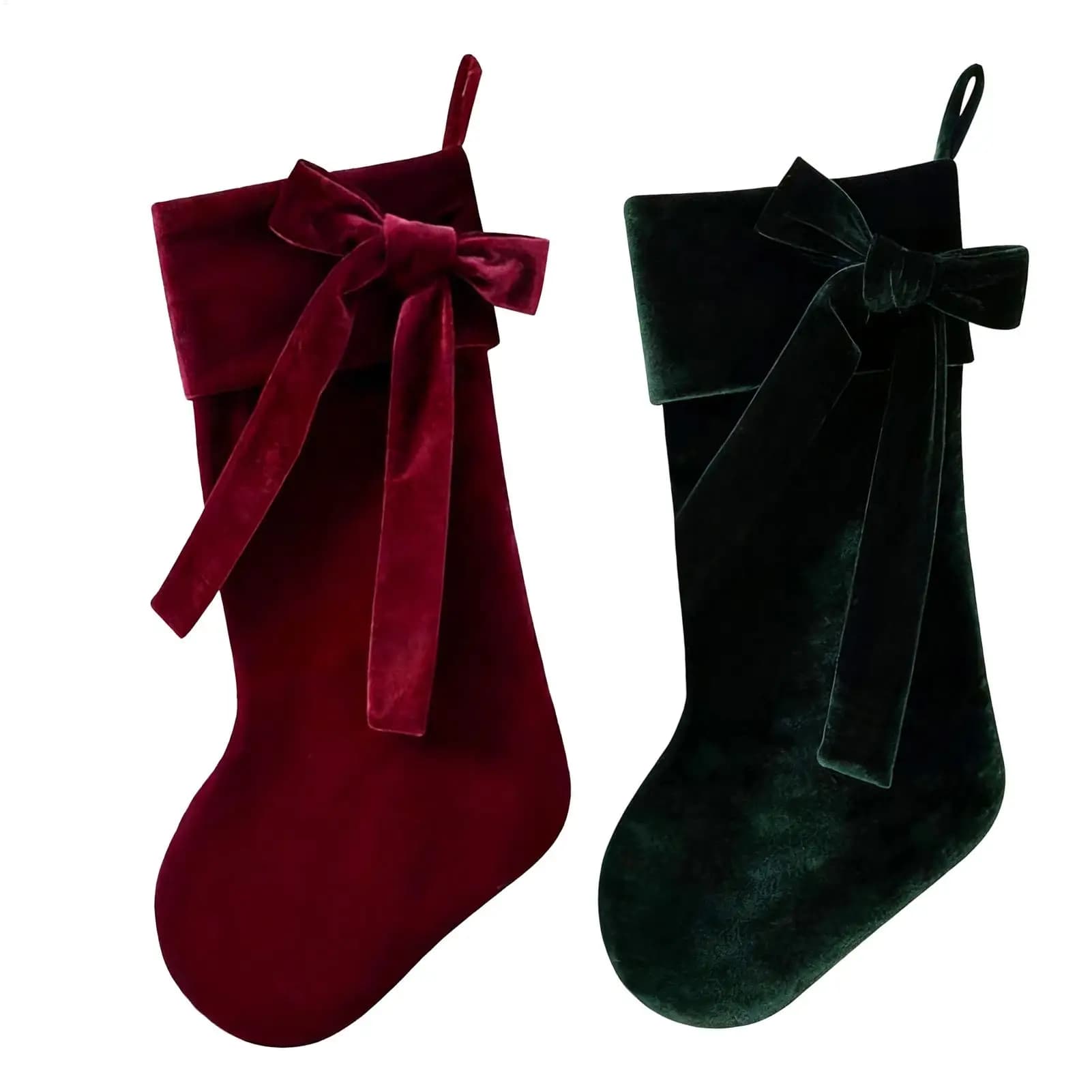 Velvet Christmas Stocking with Elegant Bow