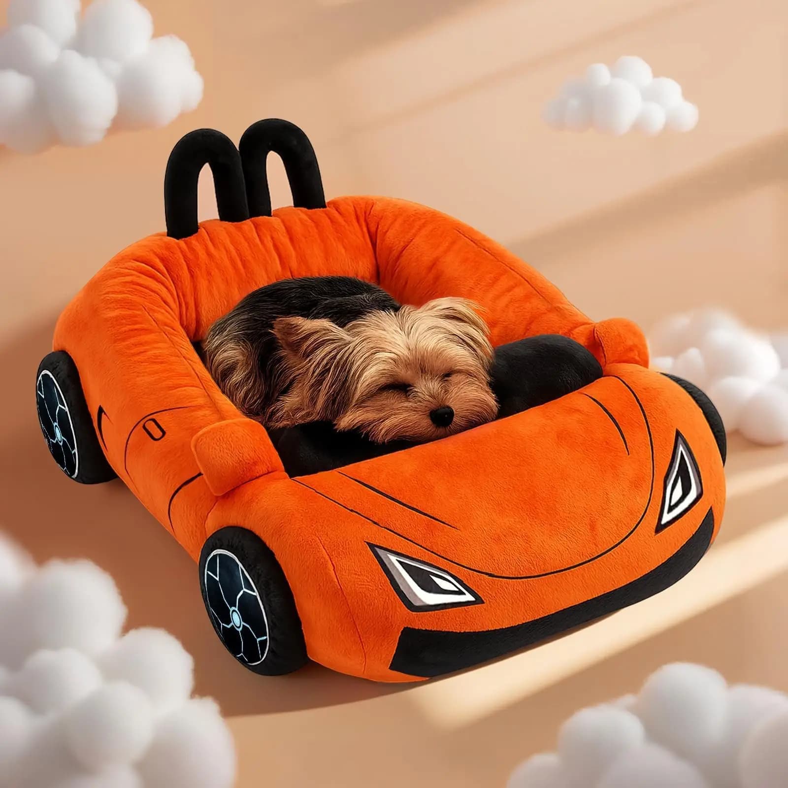 Sports Car Cat Bed with Washable Cushion