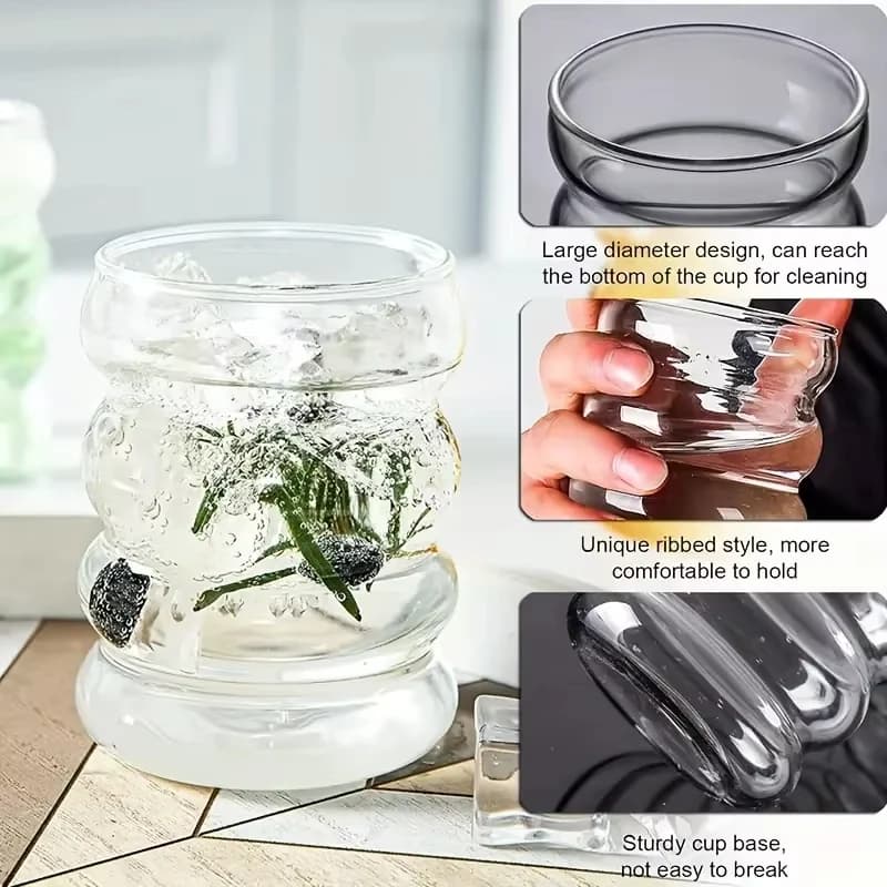 Glass Cups Set with Straws and Cleaning Brushes