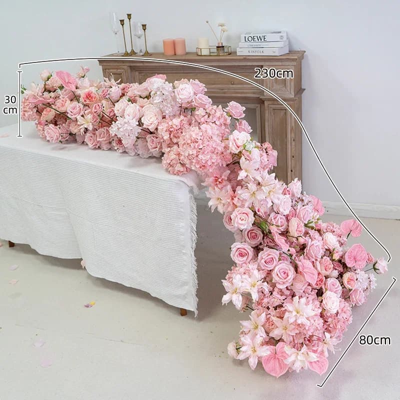 Wedding Backdrop Decor Couch Around Floor Floral Table Runner Centerpiece Flower Row Event Prop Window Display Artificial Flower