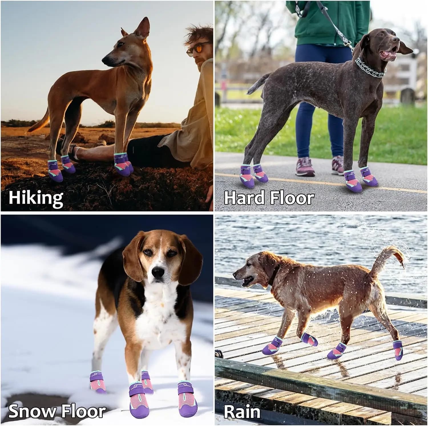 Dog Shoes for Dogs, Waterproof Medium Dog Booties for Winter Snowy Day, Summer Hot Pavement, Outdoor Walking, Indoor Hardfloors