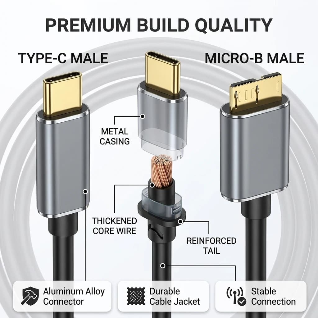 USB C to Micro B Cable USB 3.1 Gen1