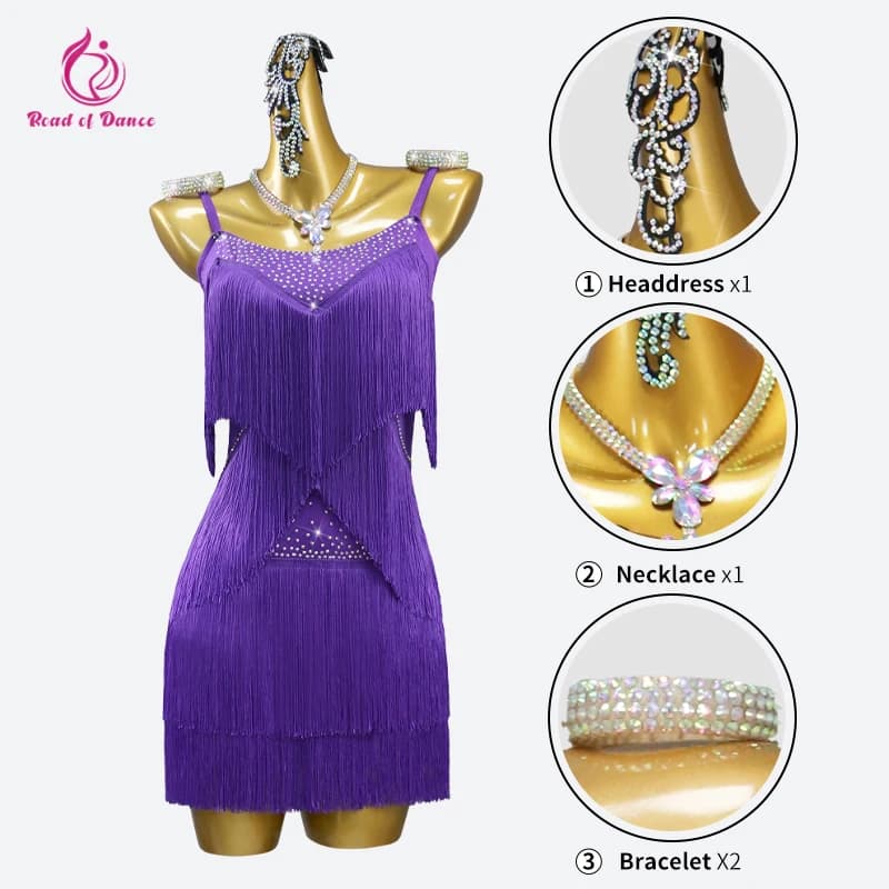 Latin Dance Costume Fringed Skirt Ballroom