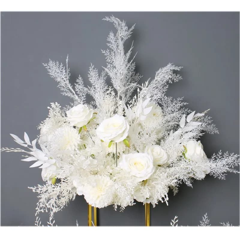 White Silk Flower Row Wedding Arch Backdrop