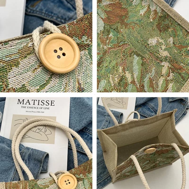 Portable Linen Hand Bag Women