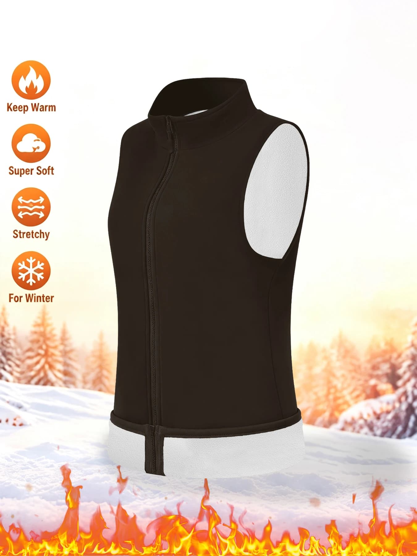 Women's Fleece Vest with Stand Collar