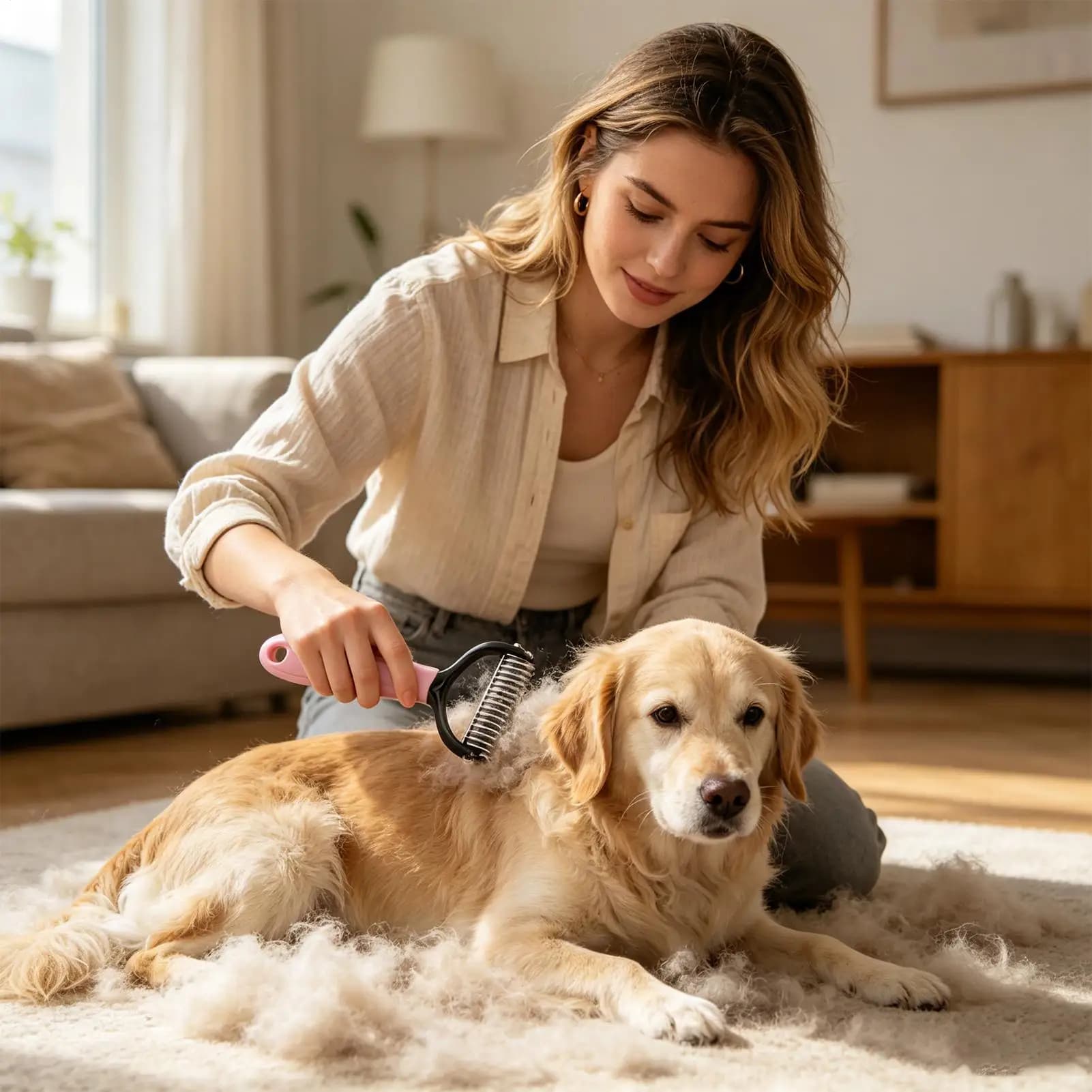 Double Sided Dog Undercoat Rake Brush