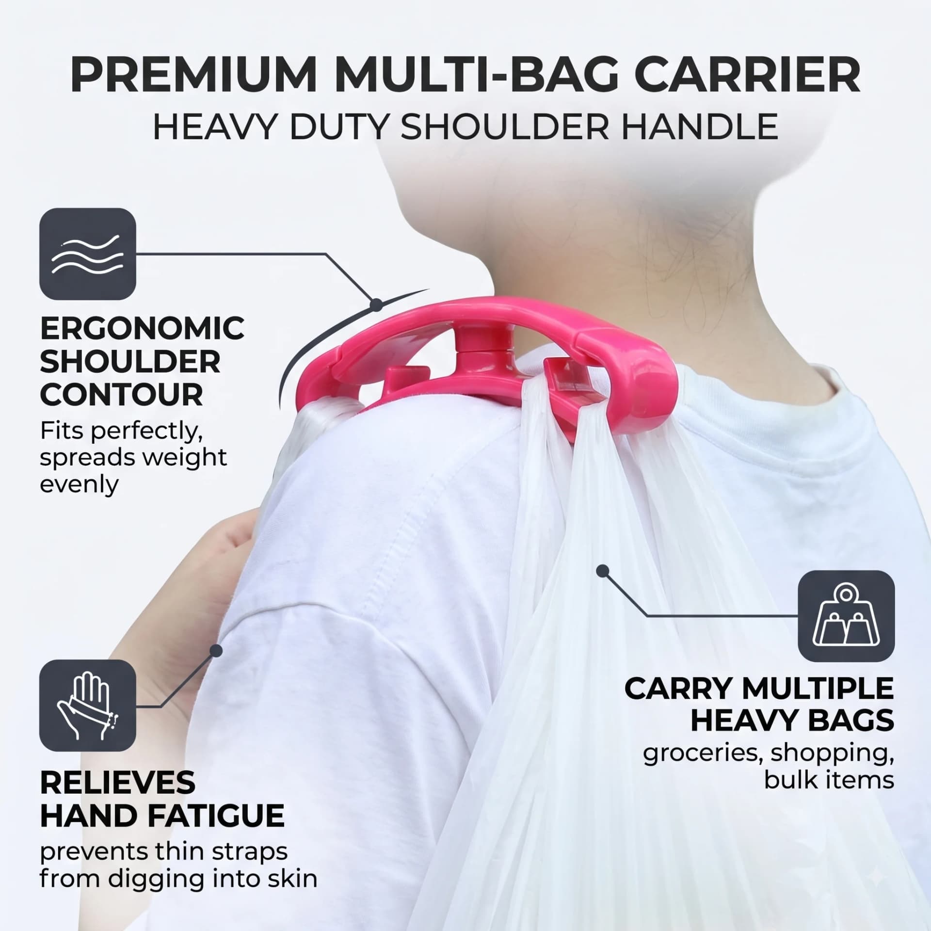 Ergonomic Grocery Bag Handle Carrier