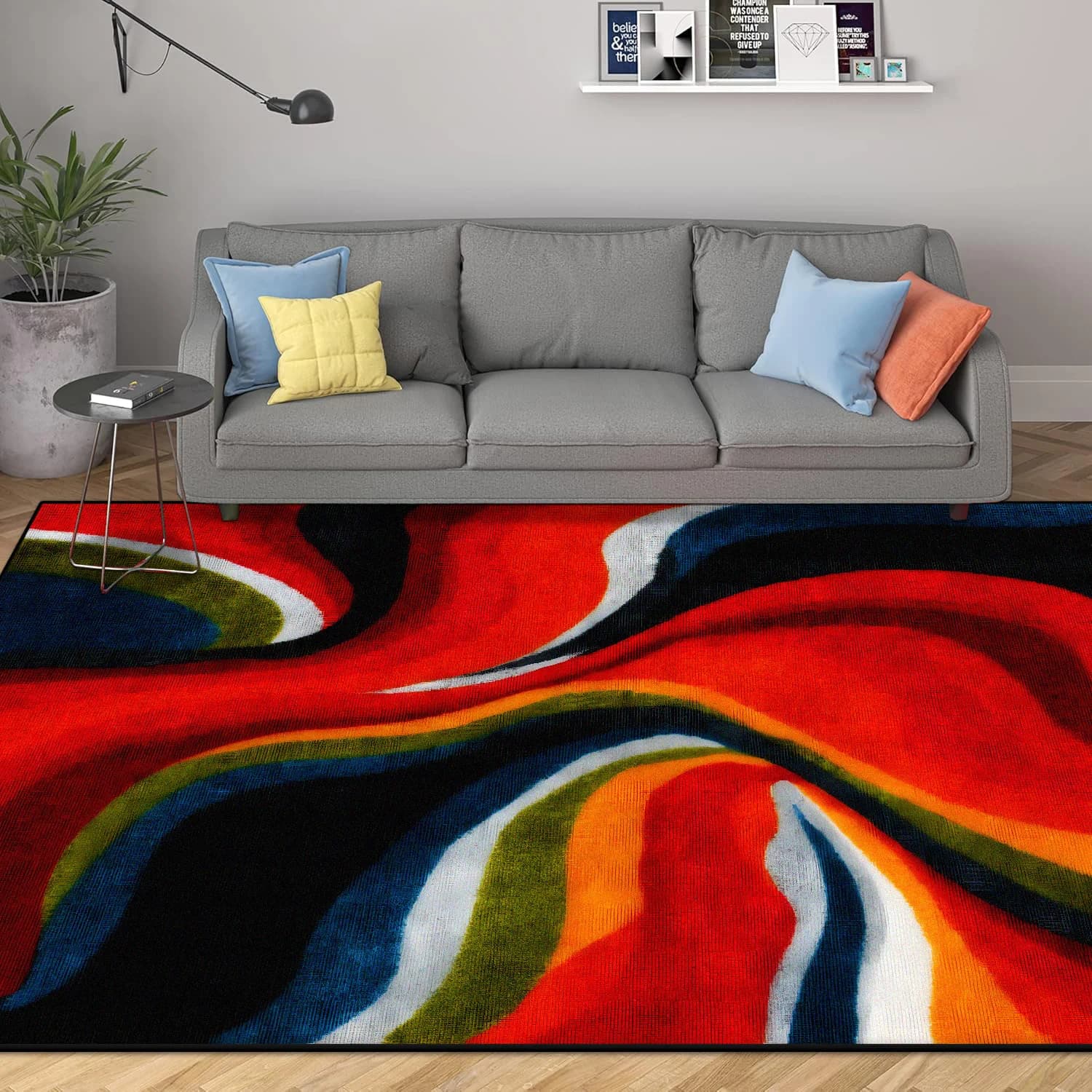 Modern Geometric Area Rug with Non-Slip Base