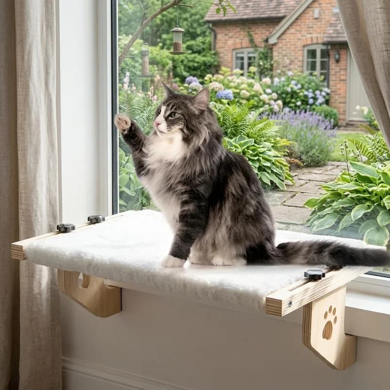 Cat Window Hammock with Wooden Frame