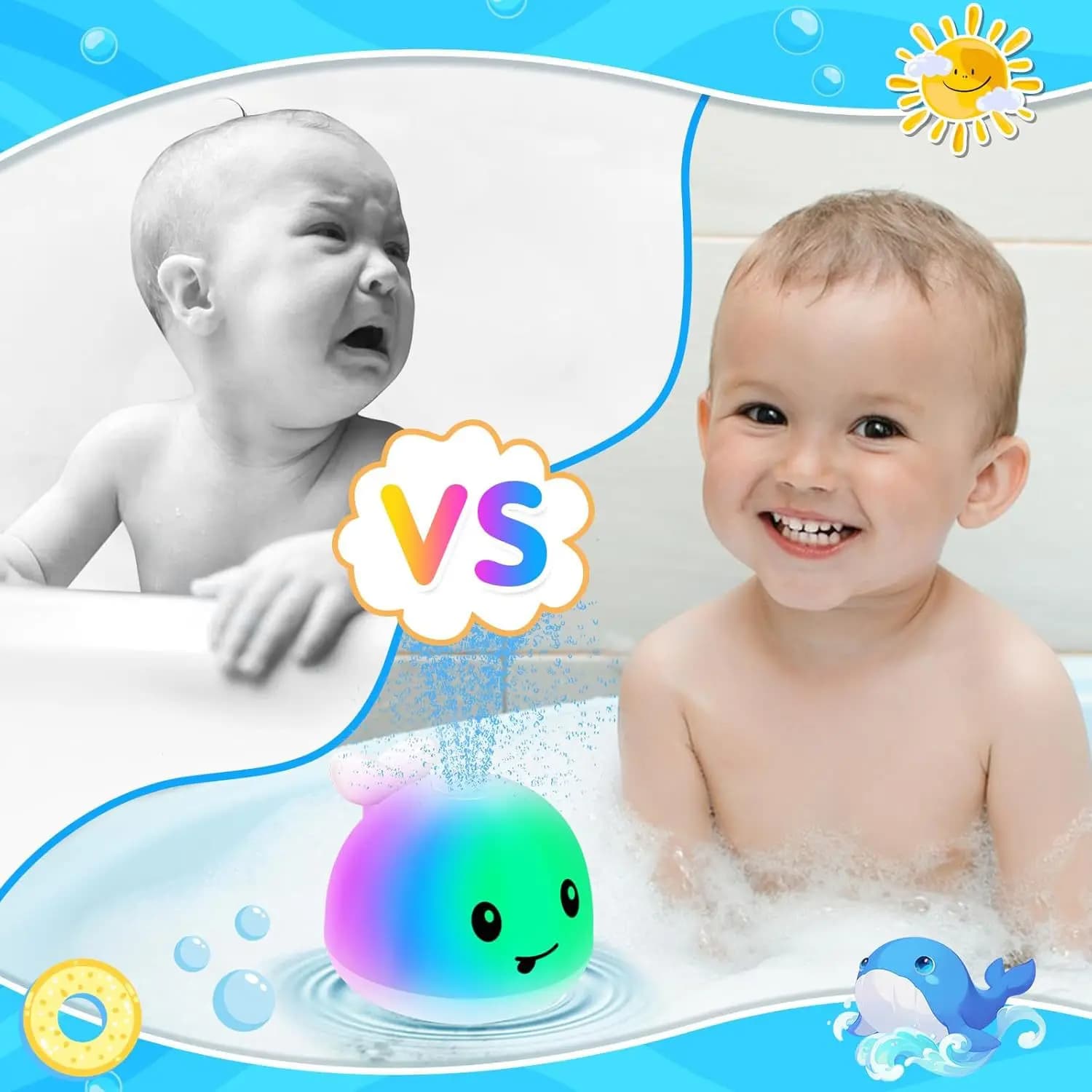 Baby Bath Toys,Toddler Bath Toys for Kids,Sensing Water-Spraying Luminous Whale, Pool Bathtub Shower Basin Baby Toy Infant Gifts