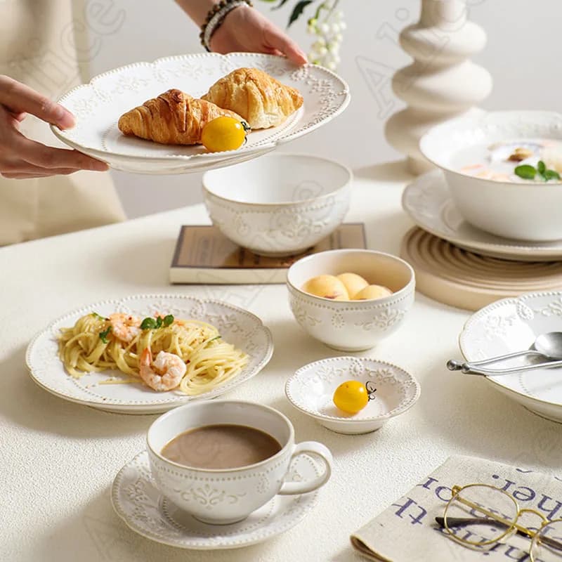 Baroque Vintage Ceramic Dinner Plates Set