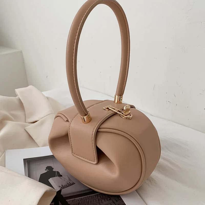 Luxury Designer Round Shoulder Bag PU Leather