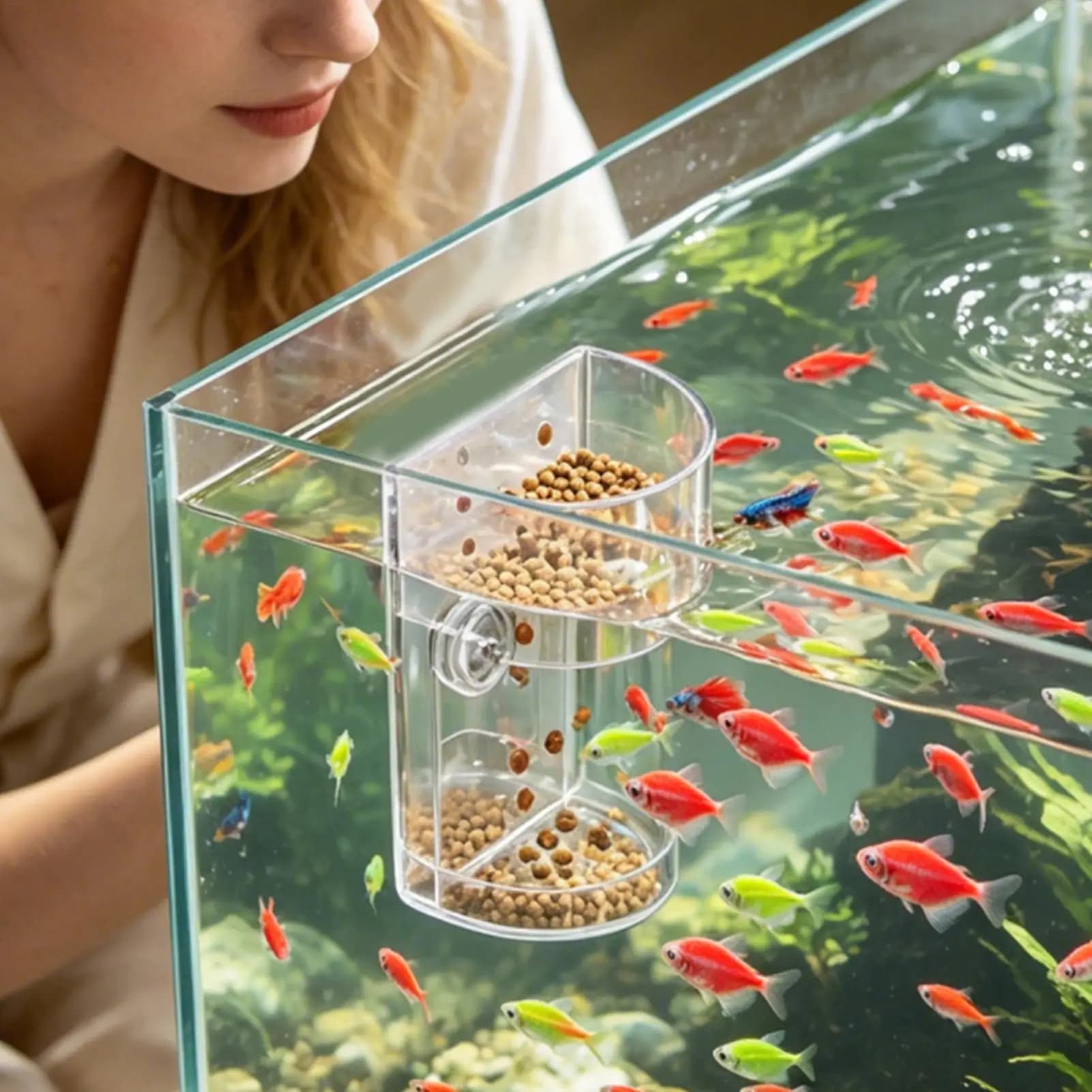 Aquarium Floating Food Feeder Ring with Suction Cups