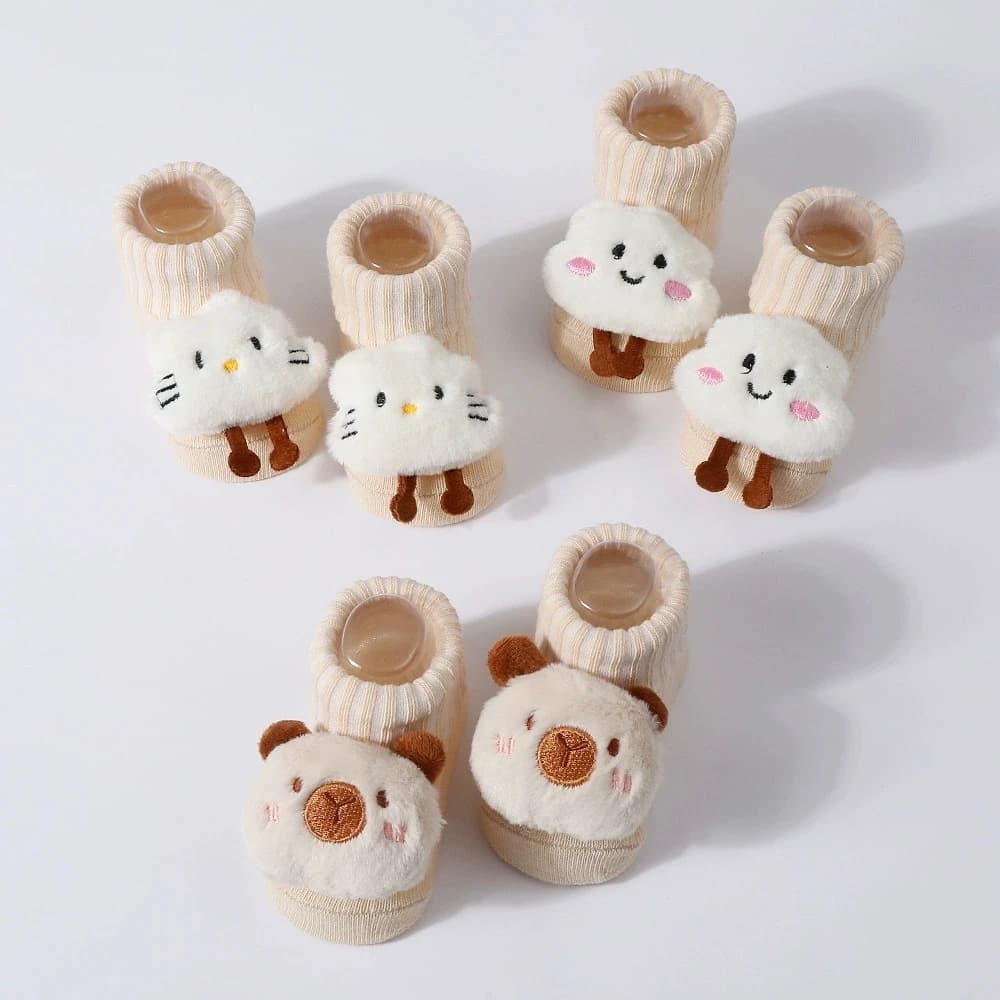 Newborn Cotton Baby Socks With Animal Prints 3-Pack