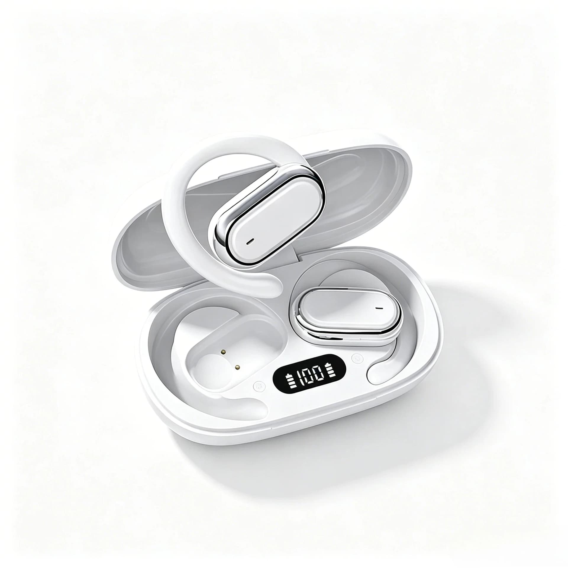 Wireless OWS Earhook Microphone Earphones with Smart LED Display Bluetooth 5.3 Earbuds for Enhanced Sound Comfort Headphones