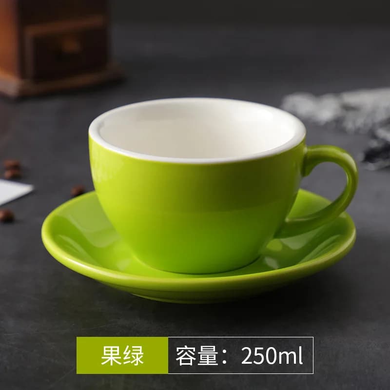 250ml Thickened Cup Large Capacity Creative Latte Art Cup Retro Colored Coffee Cup Afternoon Tea Dessert Tea Mug Home Decoration