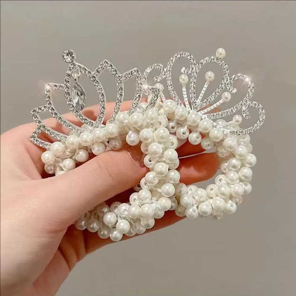 Hair Accessories Kids Hair Bands Elastic Rubber Bands Girls Hair Accessories New Fashion Pearl Crown Princess Cute Baby Headwear