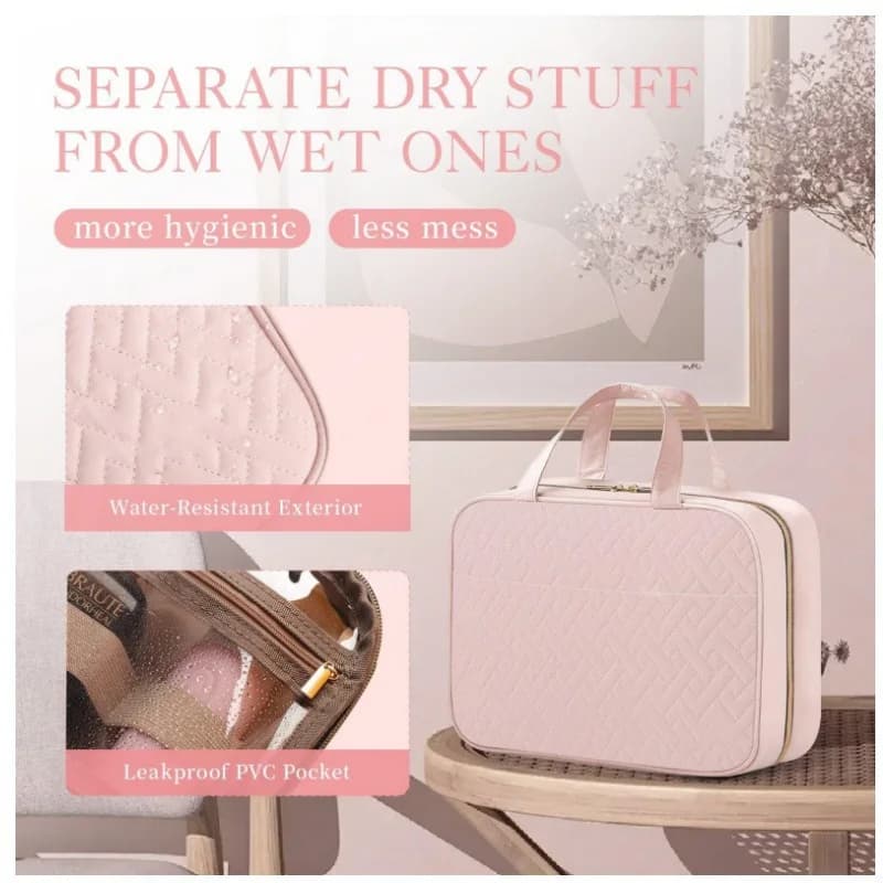 Toiletry Bag Travel Bag with Hanging Hook, Water-resistant Makeup Cosmetic Bag Travel Organizer for Accessories, Shampoo,