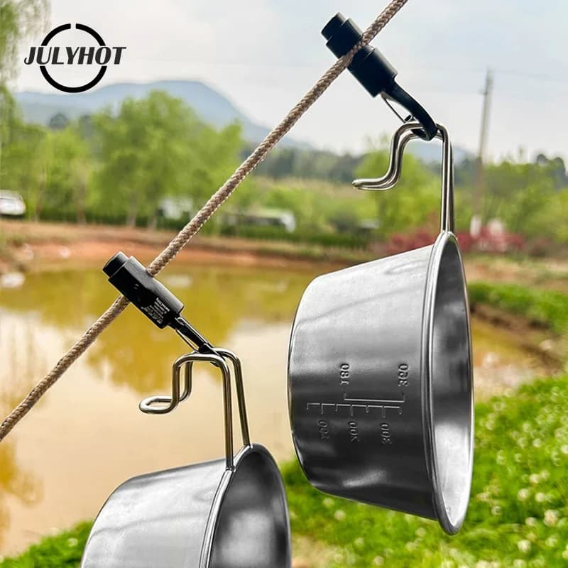 2PCS Camping Gear Durable Aluminum Alloy Tent Windproof Rope Hanger For Outdoor Camping Travel Kit Survival Buckles