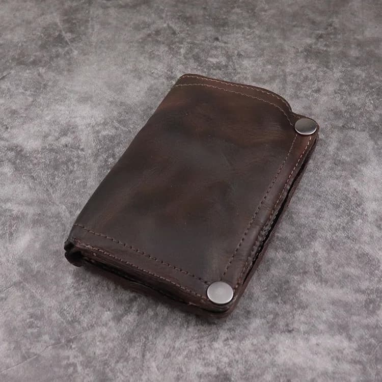 Wrinkle Wallet,Vintage Handmade Cow Leather Card Holder For Men, Leather Bifold Money Clips