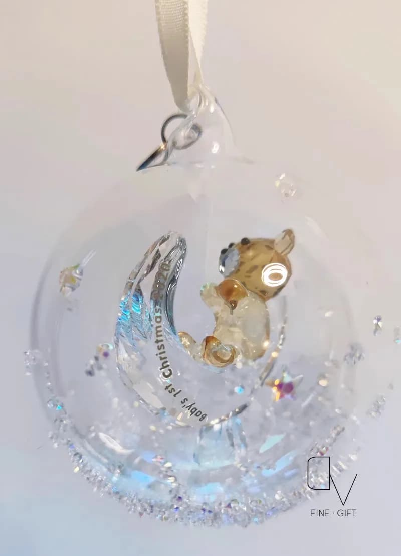 Crystal Glass Ball Ornament with Ribbon Hanger