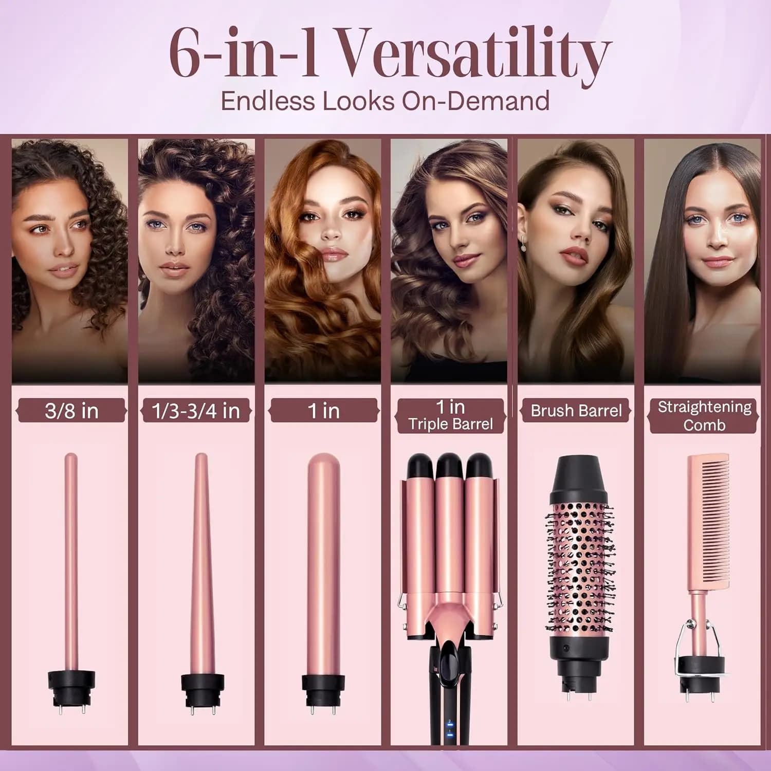 6-in-1 Curling Iron and Straightener Set