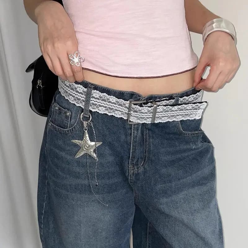 Beautiful White Floral Lace Waist Belt; Adjustable All-match Fashion Accent for Women; Casual Waist Strap Decor Accessory Gift.