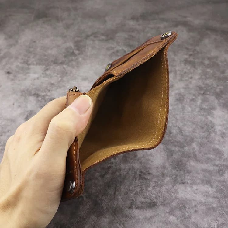 Wrinkle Wallet,Vintage Handmade Cow Leather Card Holder For Men, Leather Bifold Money Clips