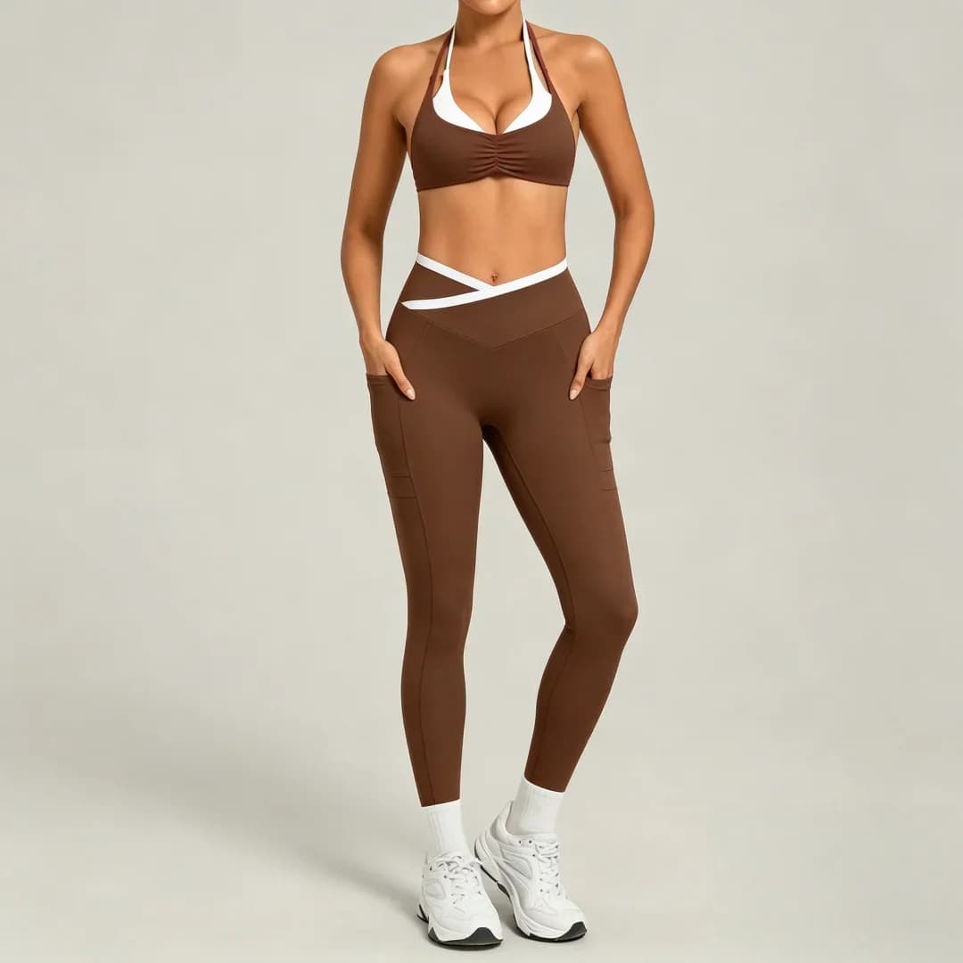 Women's Backless Halter Yoga Set