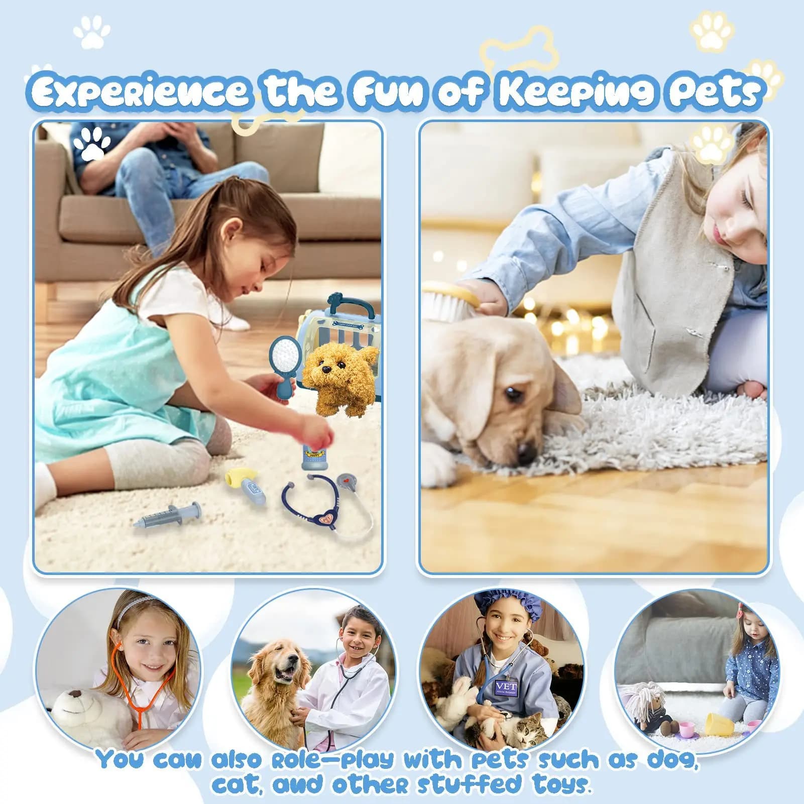 Soft Plush Puppy Pet Cage Playset