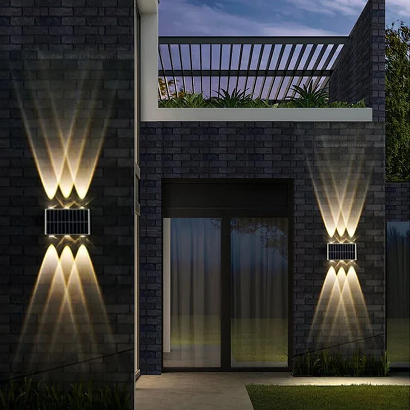 4/6/8LEDs Solar Wall Lamp Yard Street Decor Light Outdoor Waterproof Up and Down Luminous Lighting Garden Landscape Lamp