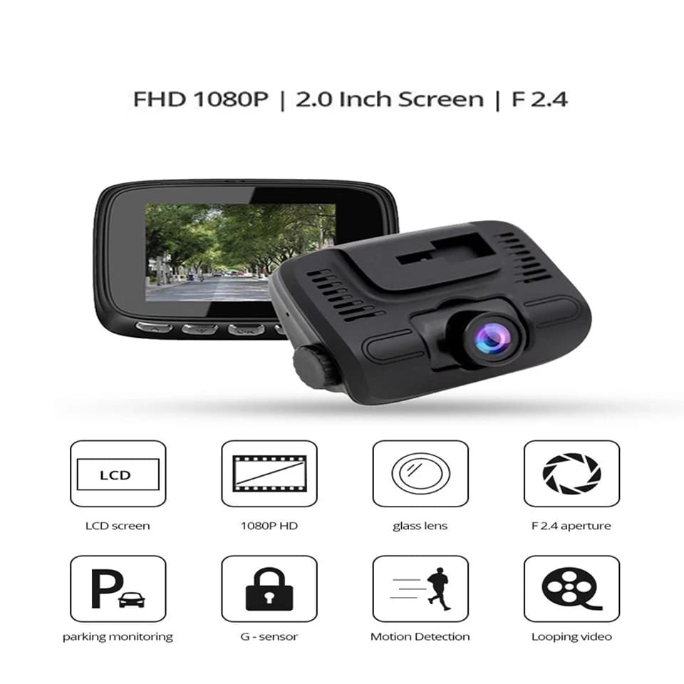 Dash Cam 1080P HD Small Screen Front Video Single Lens Recorder HD Night Vision Loop Recording G-Sensor Car Video Recorder