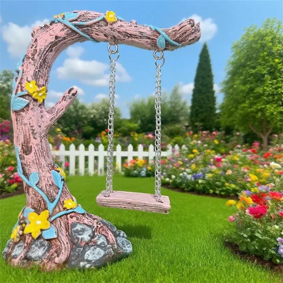 Pastoral Garden Decoration with Swings and Trees
