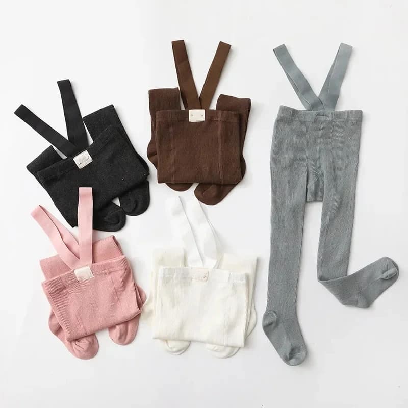 Cotton Elastic Suspender Tights for Girls