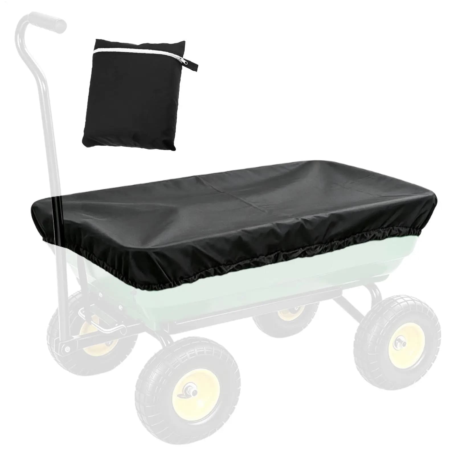 Garden Utility Dump Cart Cover Heavy Duty Waterproof Dustproof UV Resistant Wagon Protective Cover for Farm Yard Lawn Patio