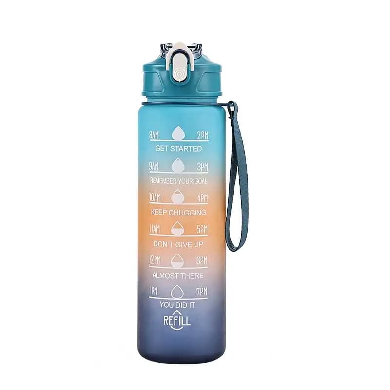 Sports Water Bottle with Time Tracker and Straw