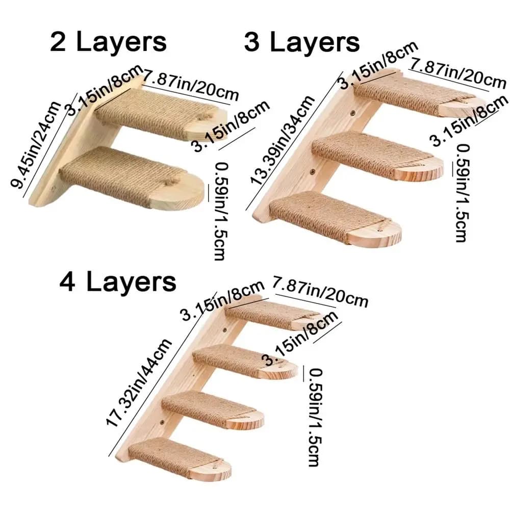 Wooden Wall-Mounted Cat Climbing Shelves