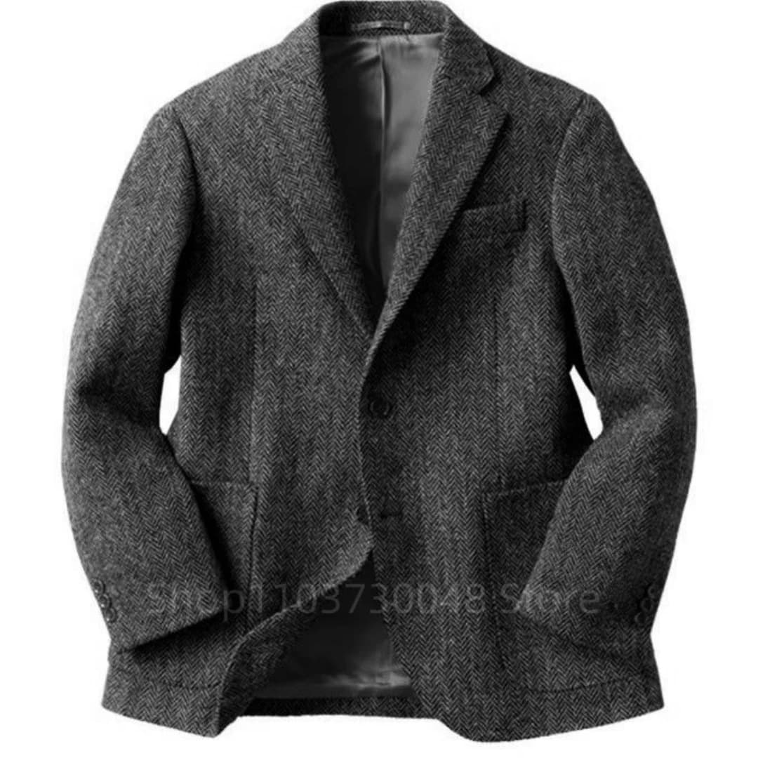 Men's Brown Herringbone Wool Blazer