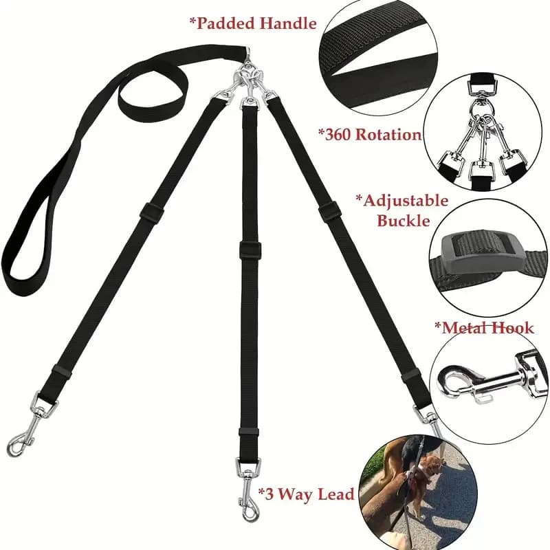 3-in-1 Multi-Dog Detachable Coupler Leash